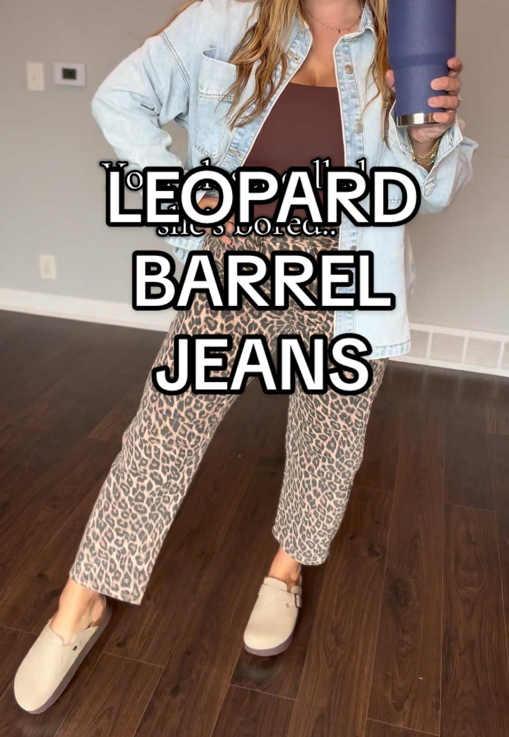 These leopard barrel jeans >>> 🐆 Bold, flattering, and lowkey the easiest way to make a basic outfit look styled. Statement denim is having a moment.  @Freckled Poppy  #barreljeans #leopardjeans #statementdenim #jeans #tiktokshopcreatorpicks 
