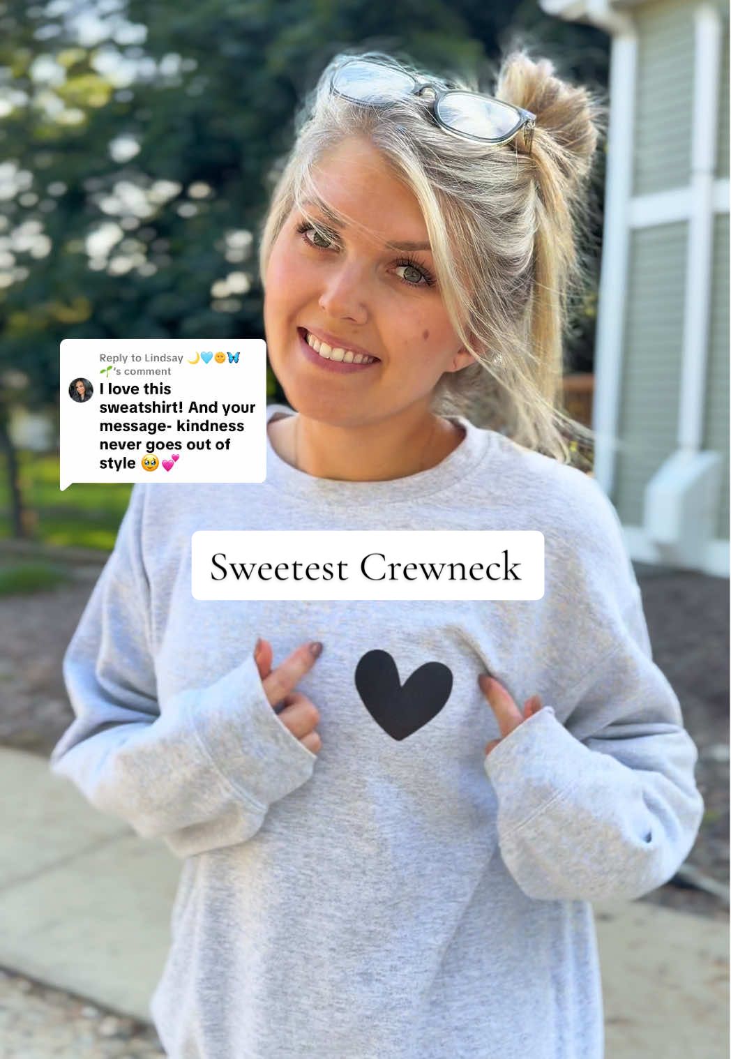 Replying to @Lindsay 🌙🩵🌞🦋🌱  the sweetest message to gift, share or wear! 🖤 @ShopWithBug  #crewneck #casualstyle #sweetmessage #kindnessmatters #giftideas 