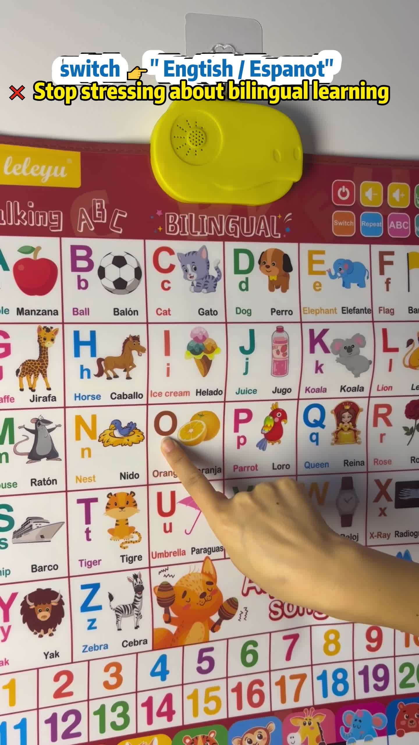 Kids' English-Spanish Alphabet Poster -FunBilingual Learningfor ABC & Basic Vocabularywith Number Chart, Perfect forEarly Educationeducational language learning toy #english #abc #alphabet #Can #also #switch #Spanish #bilingual #learning, #song, #animal #music, #find #words #game, #let #the #child #in #entertainment #of #school!