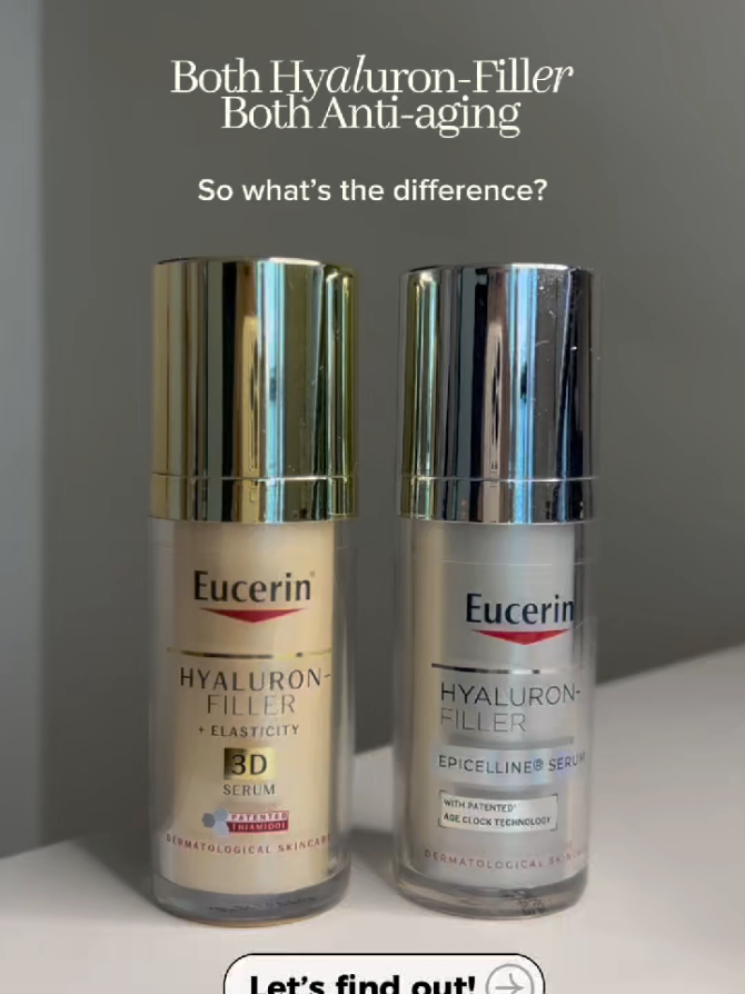 Hello to younger skin with these 2 serums. Which one do you need? ✨ #Eucerin #Eucerinantiaging #antiwrinkles #hyaluron #productcontent 