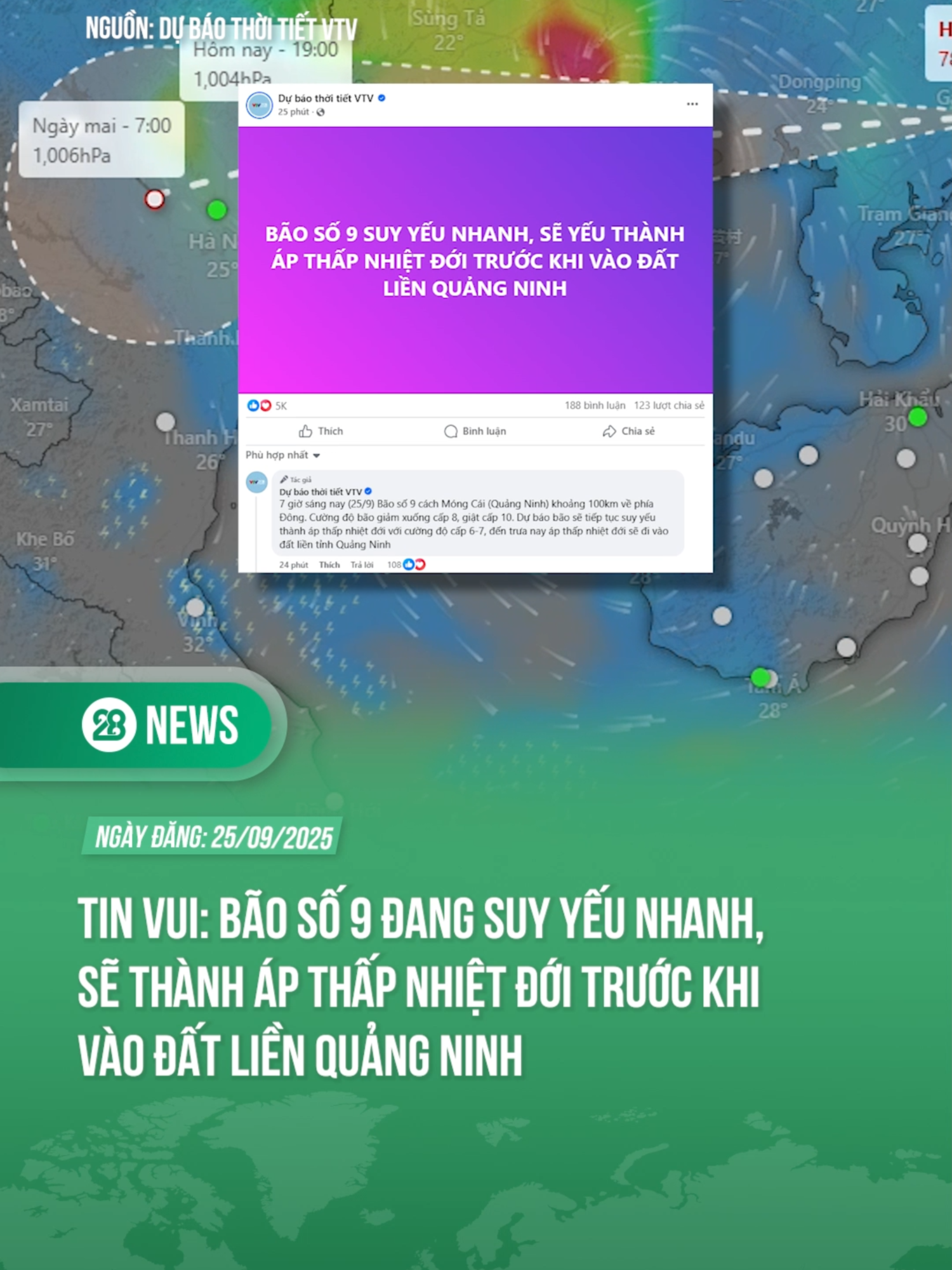 BÃO SỐ 9 ĐANG SUY YẾU NHANH, SẼ THÀNH ÁP THẤP NHIỆT ĐỚI TRƯỚC KHI VÀO ĐẤT LIỀN QUẢNG NINH #theanh28 #theanh28news #RAGASA
