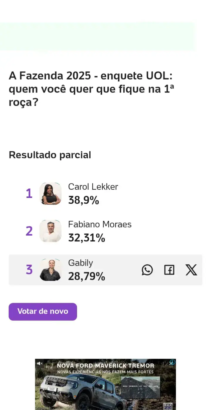 A Fazenda 2025 - enquete UOL: quem você quer que fique na 1ª roça? Carol Lidera pesquisa #afazenda17#afazenda2025tiktok 