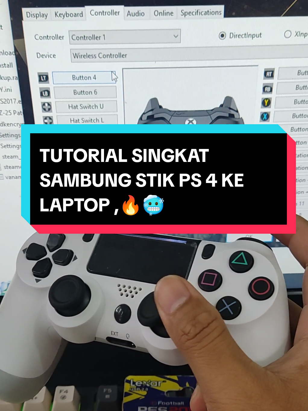 TUTORIAL SINGKAT SAMBUNG STIK PS 4 KE LAPTOP/PC 🔥😉 #tutorial #stikps4 #joystickwireless #joystickmurah #rypシ 