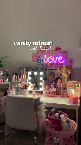 new mirror, new basket, & new cutie light for my vanity from @target 🥺💖 definitely needed to refresh it my old mirror was broken smh   #target #vanity #essentials #vanityrefresh #haul 