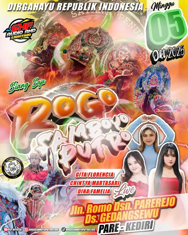 Jaranan ROGO SAMBOYO PUTRO Live Parerejo Gedangsewu Pare Kediri  Hari Minggu, 05 Oktober 2025 (S) support by SHF AUDIO @ROGO SAMBOYO PUTRO 