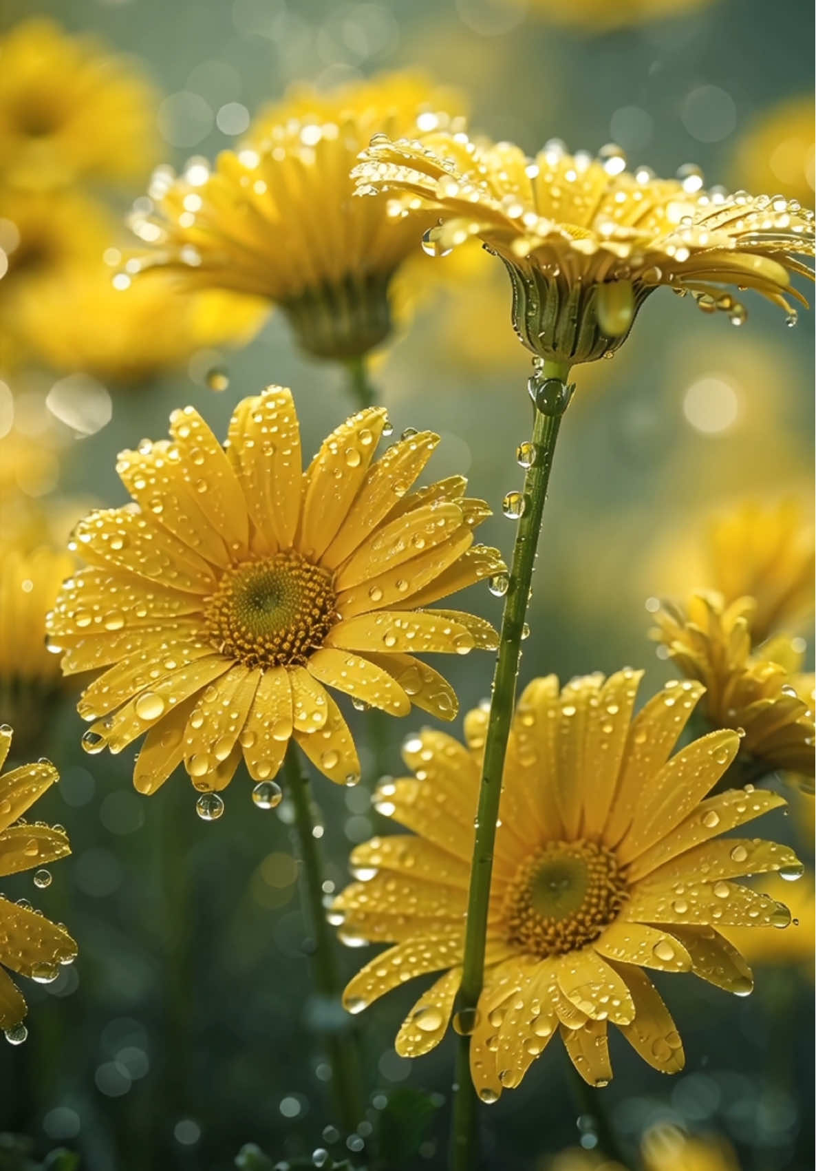 🌼💛A Yellow Daisy Flowers Covered With Morning Dew🌼🌼 #flowers #daisy #beautiful #nature #natureechoes729 