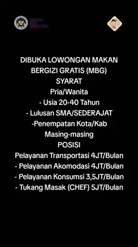 Info loker terbaru 2025 sppg dibutukan segerah karyawan baru #promomakangajian #makangartis #sppg #fyp 