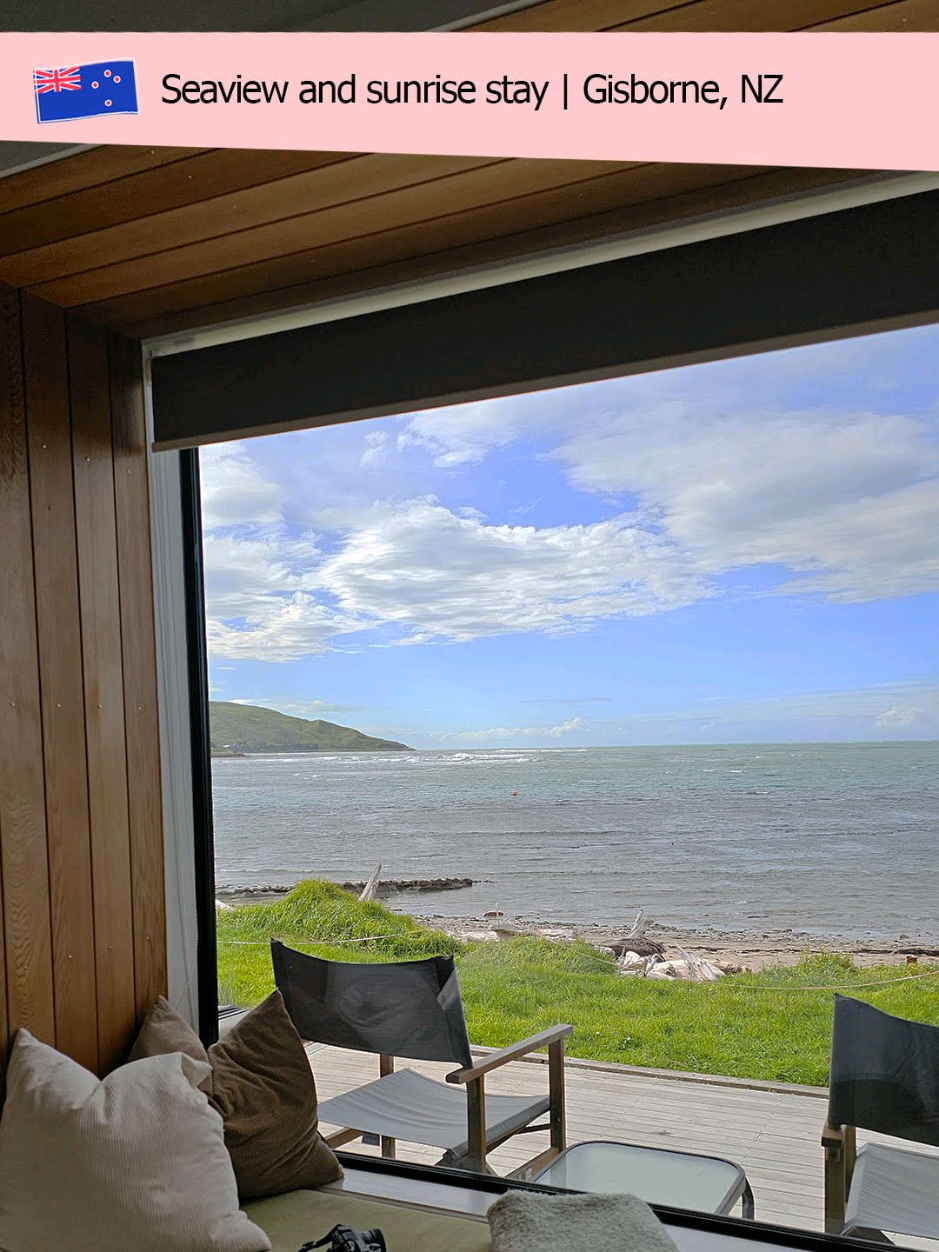 You need to stay at this beachside luxury cabin in Gisborne, New Zealand for the best view of a beach sunrise without even getting out of bed. 📍 Tatapouri Bay Accommodation tatapouri.co.nz Zen Cabin - About NZ$300 /night #nz #newzealand #nztravel #newzealandtravel 