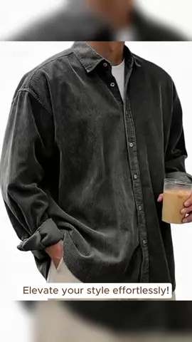 Men's Casual Loose Solid Color Corduroy Lapel Shirt #mensfashion #menswear #mensclothing #oversizedshirt #longsleeveshirt #mensshirt #mensshirts #menshirts #menswearfashion #buttondownshirt
