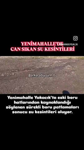 Yenimahalle Yakacık'ta eski boru hatlarından kaynaklandığı söylenen sürekli boru patlamaları sonucu su kesintileri oluyor. Yenilenmek için açılan hatlar nedeniyle kazılan yolların yapımı da aylar sürdüğü için trafiği ve araçları çok kötü etkiliyor.   @ankarabbld @askibaskentankara @ankaraduysun_06  #ankara #haber #news #trafik #suarıza 