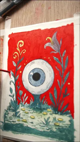 A lone eye blossoms in red silence — staring back at the viewer from its eerie garden