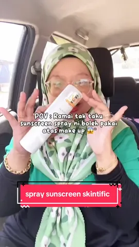 Replying to @Puteri Atiey || Racun Tiktok 🔥 Malas sapu sunscreen? Spray je! Spray Sunscreen Skintific ni cepat, senang & boleh guna atas make up lagi 😍 Tak melekit, tak rasa berat tapi UV protection tetap kuat 🌞 📦 Jangan tunggu lama, klik link sekarang sebelum sold out!” #spraysunscreen #sunscreen #skintificmy #racuntiktok 