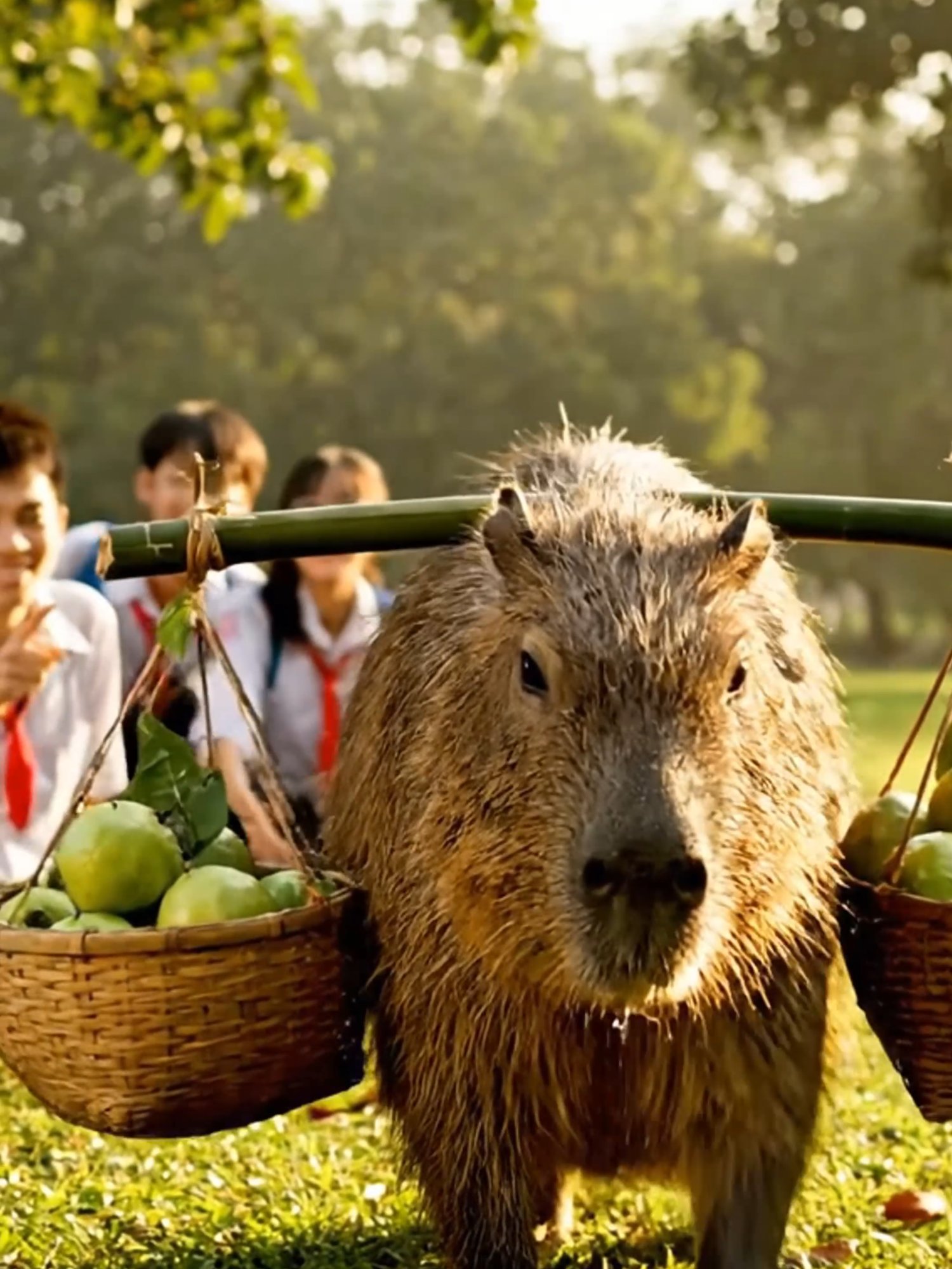 Capybara nhà nghèo không có tiền đi dã ngoại-Có đáng bị cười chê?#shorts #capybara #ai