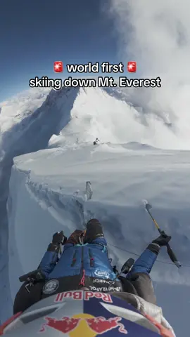 Skiing history has just been made!    Andrzej Bargiel 🇵🇱 just became the first person to climb up and ski down Mount Everest without supplementary oxygen 🗻   #redbull #givesyouwiiings #energydrink #skitok #worldfirst 