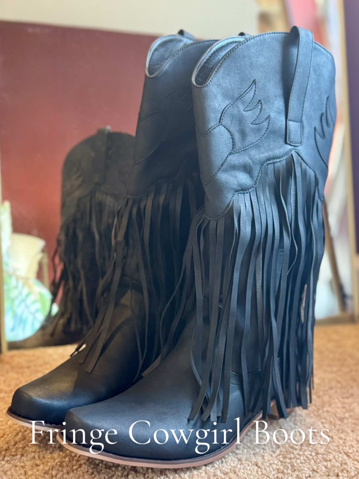 Concert must!! Get the boots with the fringe #boots #cowboyboots #concertoutfit #cowgirlboots #widecalfboots 
