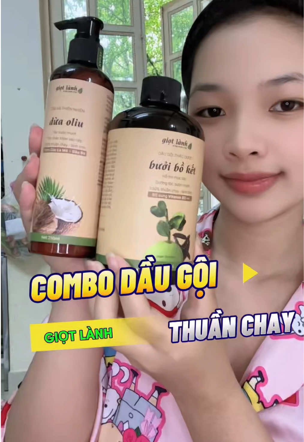 Phần 182.|| Combo dầu gội bưởi bồ kết + dầu xả dừa oliu Giọt Lành 🌱 Giảm rụng tóc – Kích thích mọc tóc#meocthui #giotlanh #daugoithuanchay #daugoi #dauxa 