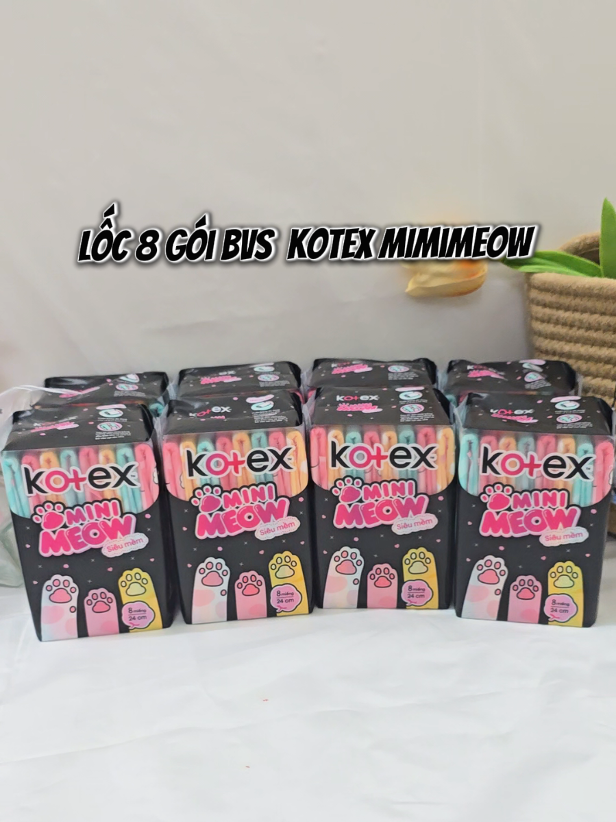 BVS Kotex MimiMeow siêu mỏng cánh, 24cm#kotex #mimimeow #kinhnguyettuoidaythi #rungdau #antammuasam 