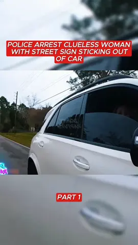 Police Arrest Clueless Woman With Street Sign Sticking Out Of Car #cops #copsoftiktok 