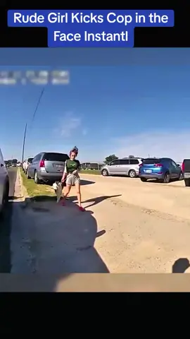 Rude Girl Kicks Cop in the Face Instantl #police #cops 