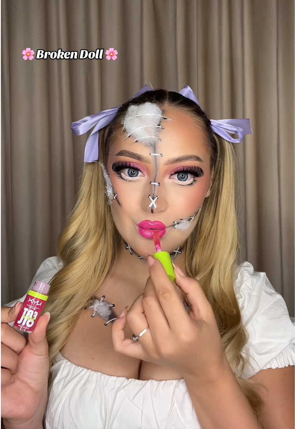 Mi legyen a következő Halloweeni smink?🍭🌸🧟‍♀️ #halloweenmakeup #fy #medgyesialexandra #halloweenlook #brokendoll 