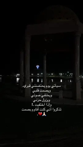 سيأتي يوم يحتضنني قبري. ويصمت قلبي ويختفي صوتي ويزول حزني وإذا اختفيت .! تذكروا أني كنت أقاوم بصمت .💔
