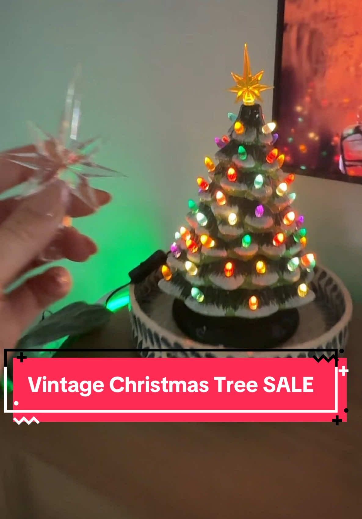 Nostalgic vintage ceramic Christmas tree 15 inches tall and plugs in! #ChristmasTree #CeramicChristmasTree #VintageChristmasTree #RetroChristmas #TikTokShotCreatorPicKs 