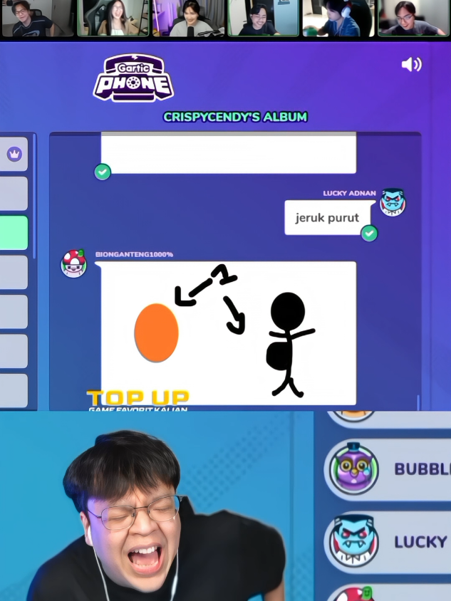 Jeruk perut wkwkwk @DEANKT  #deankt #balabalaesport #b2f #deanktnocounter #garticphone 