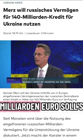 Ukraine-Krieg: Merz will russisches Vermögen für 140-Milliarden-Kredit für Ukraine nutzen Bundeskanzler Friedrich Merz will der Ukraine mit Hilfe von in Europa eingefrorenen Vermögenswerten der russischen Zentralbank einen zinslosen Kredit in Höhe von insgesamt fast 140 Milliarden Euro zur Verfügung stellen. „Dieser Kredit würde erst dann zurückgezahlt, wenn Russland die Ukraine für die verursachten Schäden entschädigt hat“, schreibt Merz in einem Beitrag für die „Financial Times“. Die EU-Staaten würden damit einen Großteil der demnächst notwendigen Unterstützung für die Ukraine erst einmal nicht mehr aus ihren eigenen Haushalten finanzieren müssen. Stattdessen müssten sie nur noch Garantien für den Fall leisten, dass die eingefrorenen russischen Gelder unerwartet wieder freigegeben werden müssen. Merz schreibt dazu: „Für diese umfassende Hilfe wird es Haushaltsgarantien der Mitgliedstaaten bedürfen.“ Diese bilateralen Garantien sollten durch eine Absicherung über den Mehrjährigen Finanzrahmen der EU abgelöst werden, sobald der neue Haushaltsrahmen 2028 zur Verfügung steht. Die so zu mobilisierenden Mittel würden die Verteidigungsfähigkeit der Ukraine für mehrere Jahre absichern. Der Kanzler will seinen Vorschlag nächste Woche beim informellen EU-Gipfel in Kopenhagen thematisieren. Lesen Sie auch Angriffskrieg auf die Ukraine „Wir brauchen einen neuen Impuls, um Russlands Kalkulation zu ändern“, schreibt Merz. „Jetzt müssen wir einen wirksamen Hebel ansetzen, um das zynische Zeitspiel des russischen Präsidenten zu durchkreuzen und ihn an den Verhandlungstisch zwingen. Das braucht den Mut und das Selbstvertrauen, eine eigene Agenda zu setzen, statt nur auf seine zu reagieren.“ Gleichzeitig wolle er „den tapferen Ukrainern neue Hoffnung“ geben. „Wir senden damit auch die richtige Botschaft nach Washington: Den Weg zu einem gerechten und dauerhaften Frieden müssen wir gemeinsam gehen.“ Von der Leyen hat ebenfalls einen Vorstoß gemacht Einen Vorstoß in diese Richtung hatte zuletzt auch schon EU-Kommissionspräsidentin Ursula von der Leyen gemacht. Sie sagte vor rund zwei Wochen in einer Rede, man müsse dringend an einer neuen Lösung arbeiten, um auf Grundlage der eingefrorenen russischen Vermögenswerte die ukrainischen Kriegsanstrengungen zu finanzieren. Sie schlug dabei vor, der Ukraine auf Basis der liquiden Anteile ein Reparationsdarlehen zu gewähren. Die Vermögenswerte selbst sollten unberührt bleiben. Wegen des Angriffskriegs gegen die Ukraine sind in der EU nach Kommissionsangaben rund 200 Milliarden Euro der russischen Zentralbank eingefroren. Die Zinserträge werden schon jetzt dazu genutzt, Waffen und Munition für die Ukraine zu finanzieren. Vorstoß auch in deutschem Eigeninteresse Dass Merz nun ebenfalls einen Vorstoß unternimmt, ist auch im deutschen Eigeninteresse. Deutschland steht bei der Finanzierung der Ukraine inzwischen ziemlich alleine in der ersten Reihe. Die Bundesregierung geht davon aus, dass man die USA bereits jetzt als bisher wichtigsten Unterstützer des von Russland angegriffenen Landes abgelöst hat. Da andere große europäische Länder wie Frankreich und Großbritannien weitaus weniger zahlungsbereit sind, befürchtet man in Berlin, dass die eigene Last bald zu groß wird und die Akzeptanz in der Bevölkerung für die Hilfe sinkt. Klingbeil: „Wir brauchen maximalen Druck auf Putin“ Auch Finanzminister Lars Klingbeil betonte, dass man nun bereit sei, neue Wege zu gehen. „Wir brauchen maximalen Druck auf Putin, damit er seinen brutalen Krieg gegen die Ukraine endlich beendet. Das Töten muss ein Ende haben“, sagte der Vizekanzler. „Wir müssen die Verteidigungsfähigkeit der Ukraine weiter stärken und auf Jahre absichern. Und wenn es um den Wiederaufbau gehen wird, dann wird Putin für die Zerstörung durch seinen Krieg bezahlen müssen.“ dpa/jho/dol