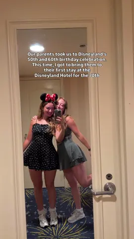 Surprising my parents with their first stay at The Disneyland Hotel during the 70th was the BEST feeling ✨💫 we were so blessed to have parents that loved bringing us to Disneyland growing up as often as we did, but I always wished someday I could give back something fun to say thank you- this was a perfect fit. What makes Disney so wonderful is the people you get to share it with, and there is no one l'd rather share it with than my family, especially in our favorite park 🩵 This couldn't have been possible without @Tink’s Magical Vacations ✨💫 thank you SO much for giving us such a wonderful stay with memories that we will cherish #disney#disneyland#disneylandresort#disneylandhotel# disneysurprise#disneytrip