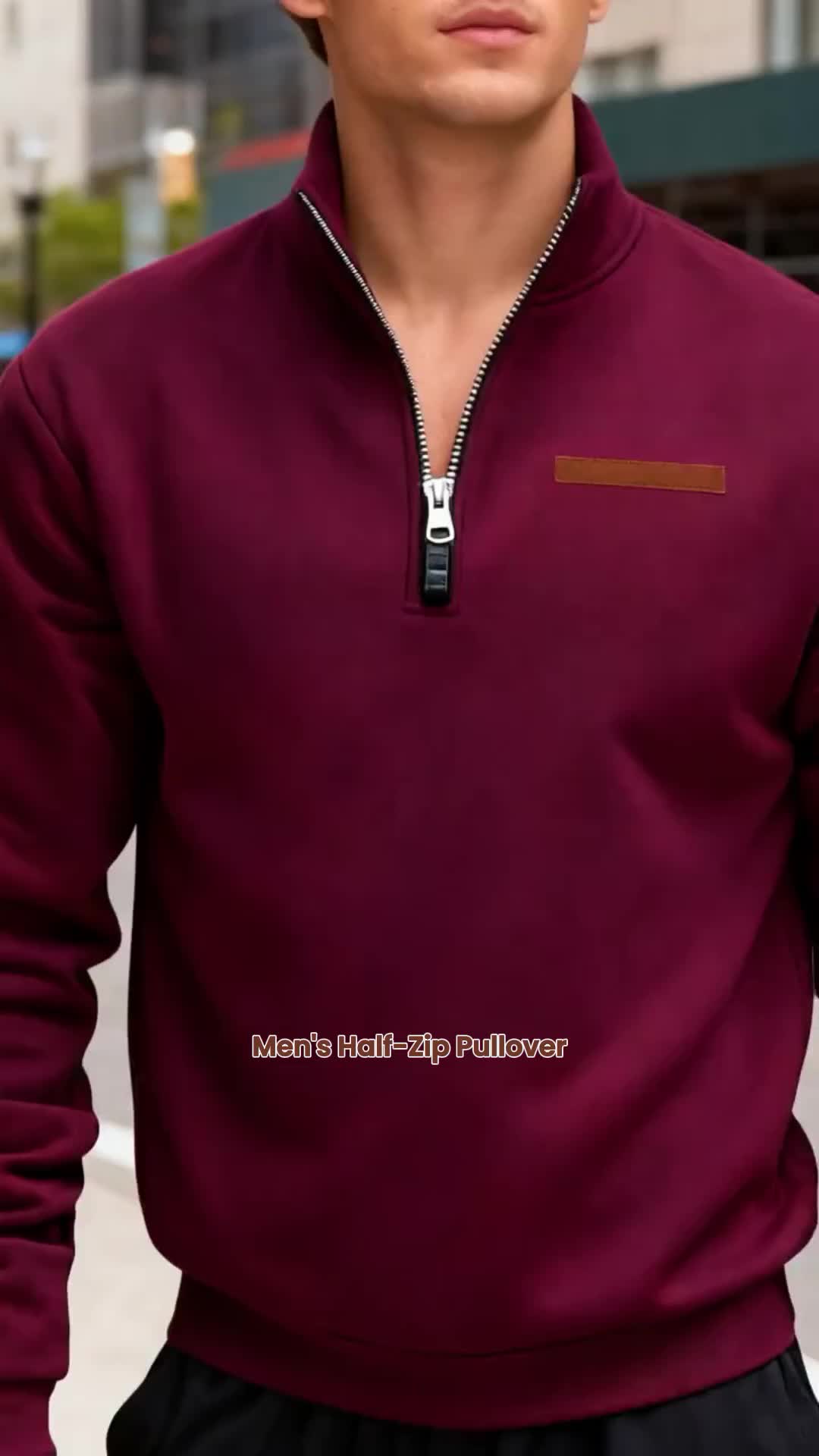 Men's Half - Zip Pullover with Contrast Zipper & Pocket - Stand - Up Collar, Ribbed Cuffs & Hem, Classic Fit. Perfect for Transitioning from Casual Daily Errands to Light Outdoor Adventures. Elevate Your Wardrobe with Subtle Contrast Details. #sportswear #sportsjacket #fullziphoodie #cloudziphoodie #halfziphoodie #zipperjacket #mensouterwear #zipsweatshirt #zipperhoodie #menssportswear