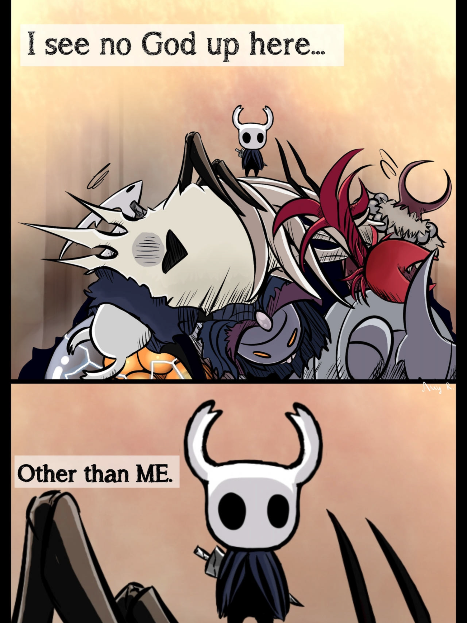 I see no God up here... Comic by AmyWolfhardt #hollowknight #silksong #comic #fyp