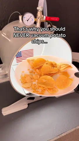 Potato chips in a huge vacuum chamber! 🥔✨ What happens when crispy snacks meet the power of no air? #fyp #vacuum #scienceexperiments #stem 