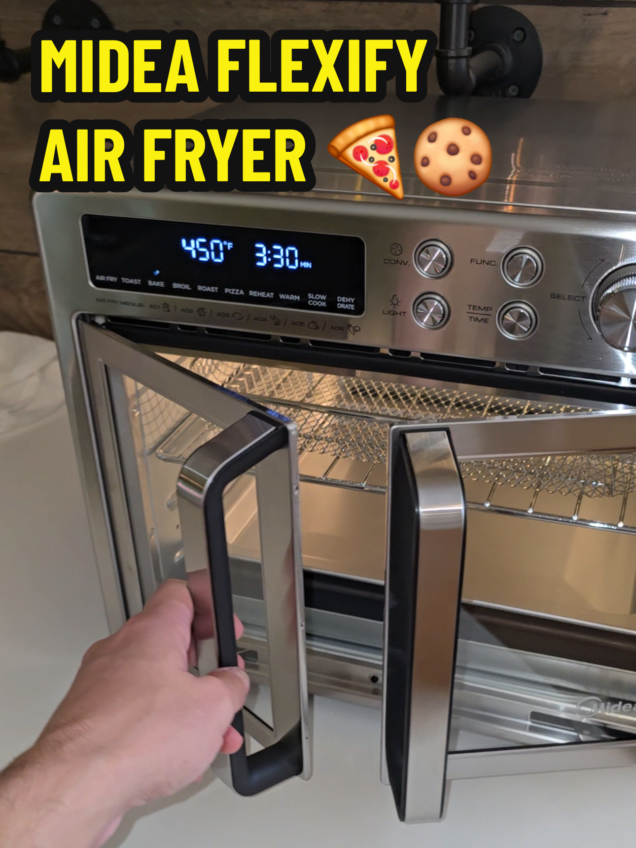 this Midea Flexify Air Fryer is AMAZING 🍗🍕🍪 Bake, air fry, dehydrate, roast, broil, and toast! #airfryer #mideaairfryer #homecooking #airfryerrecipes #kitchenappliance 