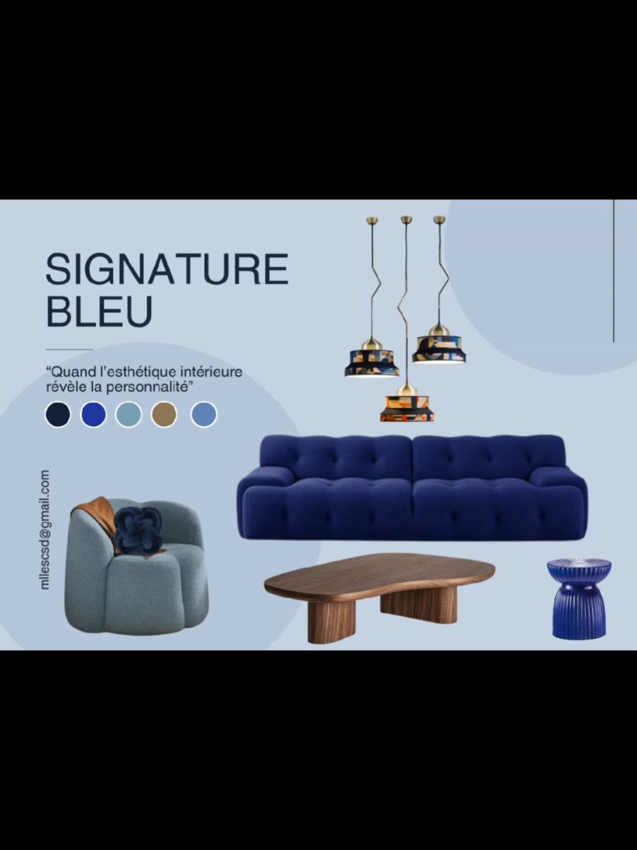 📘Carnet d'élégance_______Signature bleu 💎 c'est l'histoire d'un client qui vit avec son fils. Ils voulaient un appartement moderne, chic et apaisant, où le bleu raconte leur histoire : force tranquille pour lui, curiosité joyeuse pour l’enfant. J’ai composé une partition monochrome en nuances d’azur, d’indigo et de bleu nuit, rythmée par des motifs graphiques et des matières sensorielles : velours, bouclé, noyer, laiton brossé, verre texturé. Résultat : une maison qui respire le calme et l’élégance, sans se prendre au sérieux. Oui, le bleu a plus de 50 nuances — on a choisi les bonnes 😉. Envie d’un chez-vous apaisant et iconique ? DM ou ✉️ mlle.scsd33@gmail.com — on dessine votre harmonie.    #SignatureBleu #BleuChic #DesignInterieur #DecoBleue #ModernChic 
