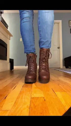 These boots are just as good and brown, comfortable and very versatile. #fallfashion #boots #combatboots #fyp 