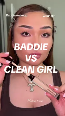 Baddie or Clean girl makeup? ✨ #makeuptrend #cleangirlmakeup #makeuptips #beautyhacks #makeuphacks 