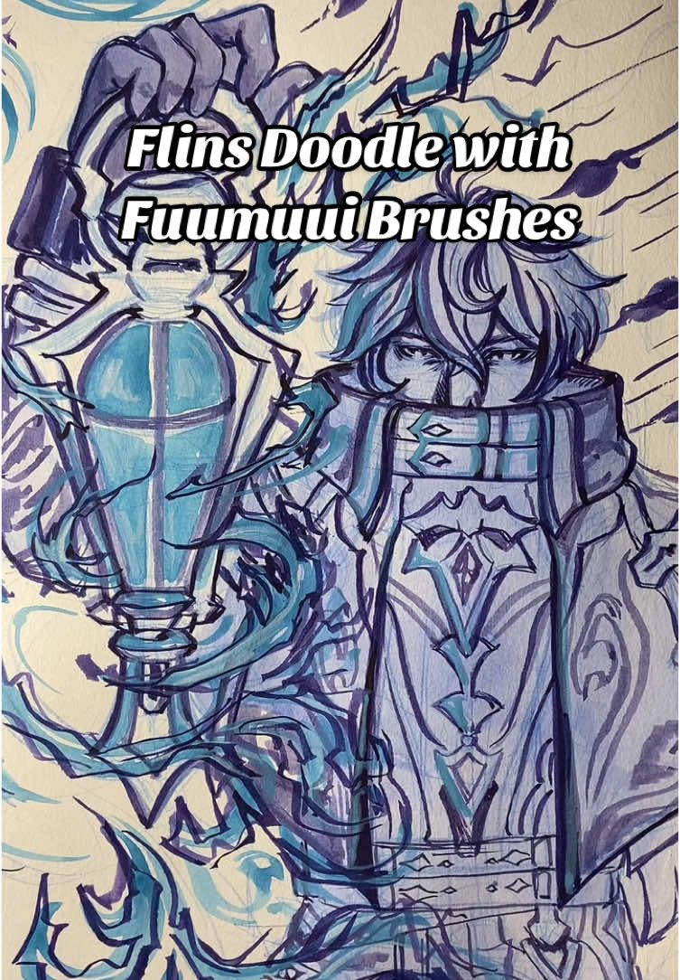 Drawing Flins from Genshin using Fuumuuis 4pc brush set. @Fuumuui_official  #fuumuuibrushes #fuumuui #flinsgenshiimpact #GenshinImpact #flinsfanart #genshinflins #watercolorart #traditionalartwork 