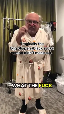 Tragically the  Egg Slippers/black sock  combo didn’t make cut.  #dannydevito #filmtok #discordserver #fyp #foryoupage❤️❤️ 