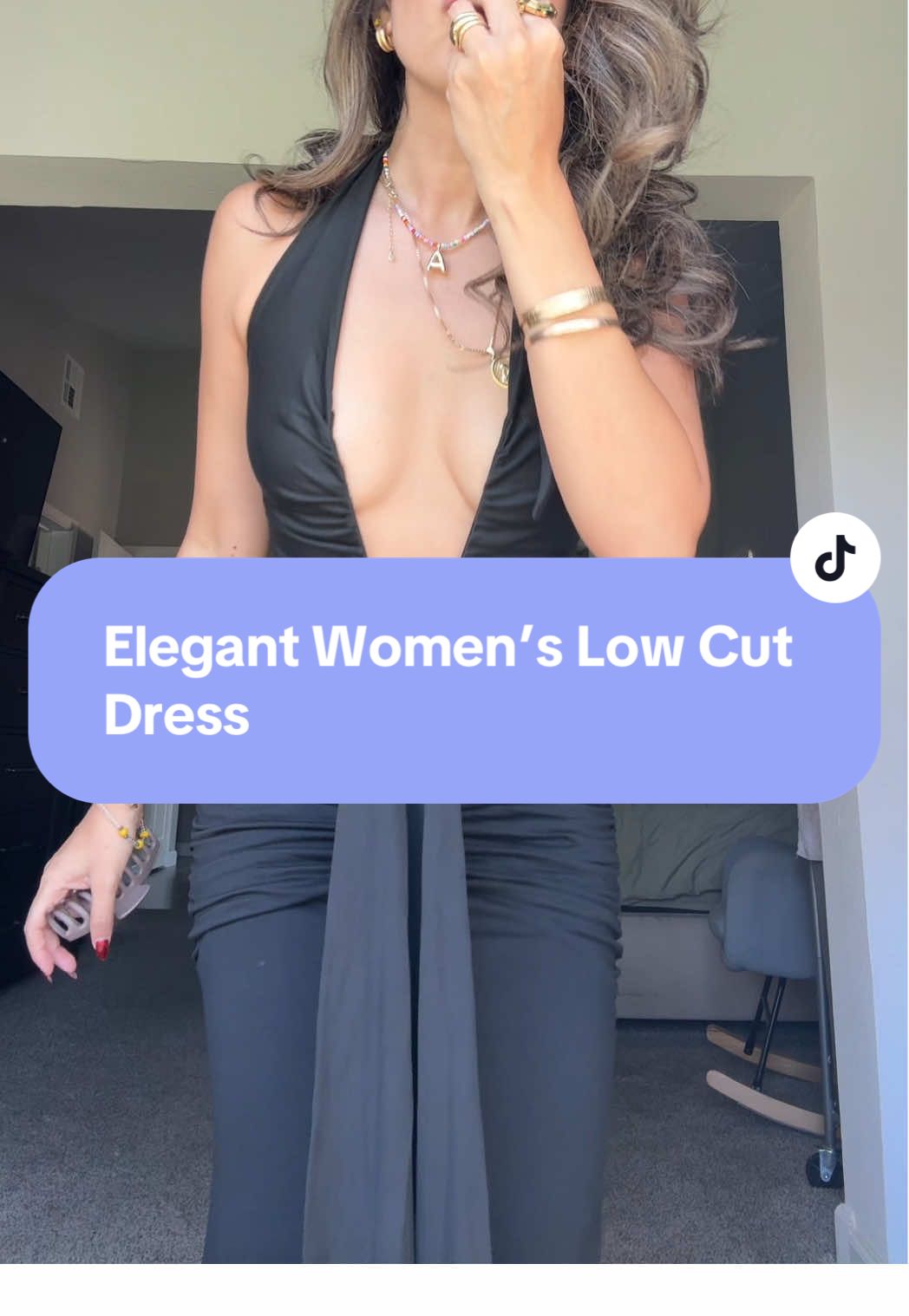 Confidence looks good on you 👗✨ This Elegant Women’s Low Cut Dress is perfect for date nights, parties, and everything in between. #dress #weddingguestdress #galadress  #ElegantDress