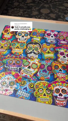 Replying to @brookew854 this sugar skull cookie puzzle was so hard but I love all the bright colors!! #puzzletok #halloweenpuzzle #halloweenvibes #hardpuzzles #puzzlelover @MasterPieces Inc 