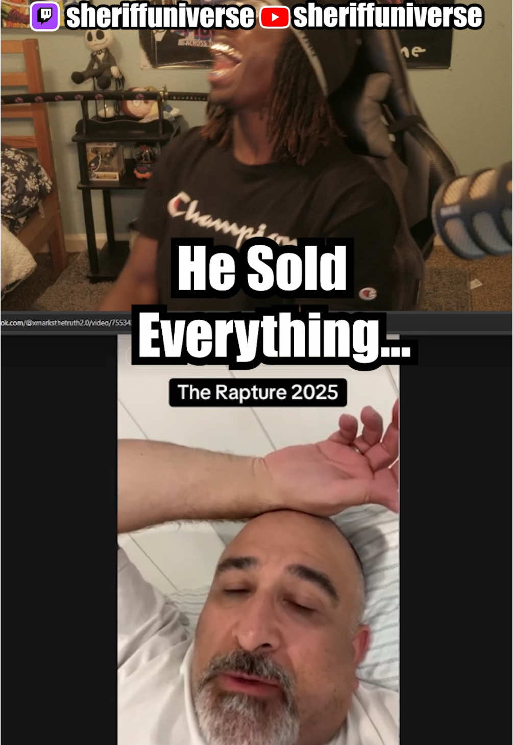 He sold everything because of “The Rapture.” 😭 #streamclips #fyp #reaction #foryou #comedy 