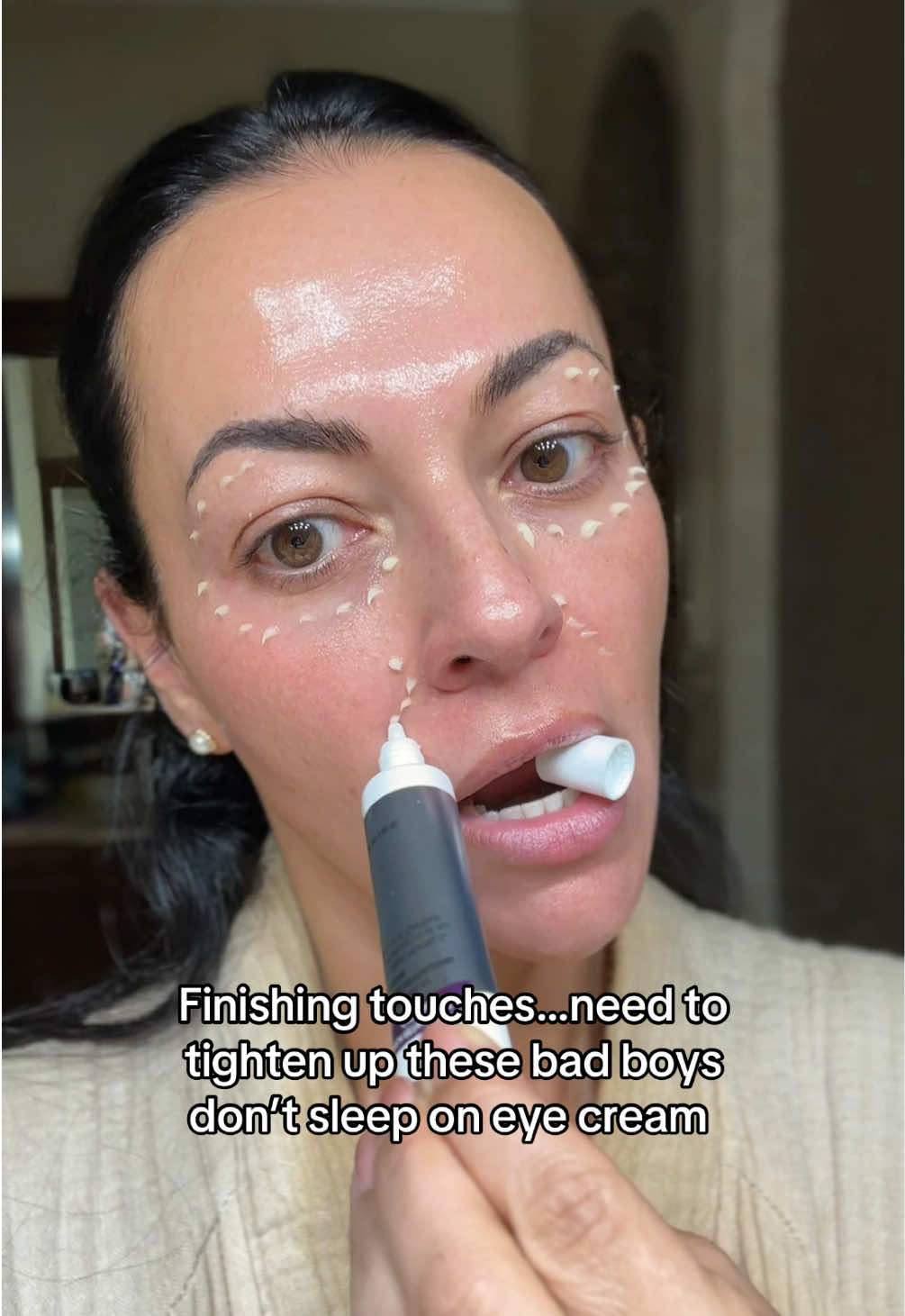 first place I noticed aging, last step in my skincare after moisturizing helps avoid irritation #undereyecircles #eyecream #skincaretips #antiaging #skincareover40 
