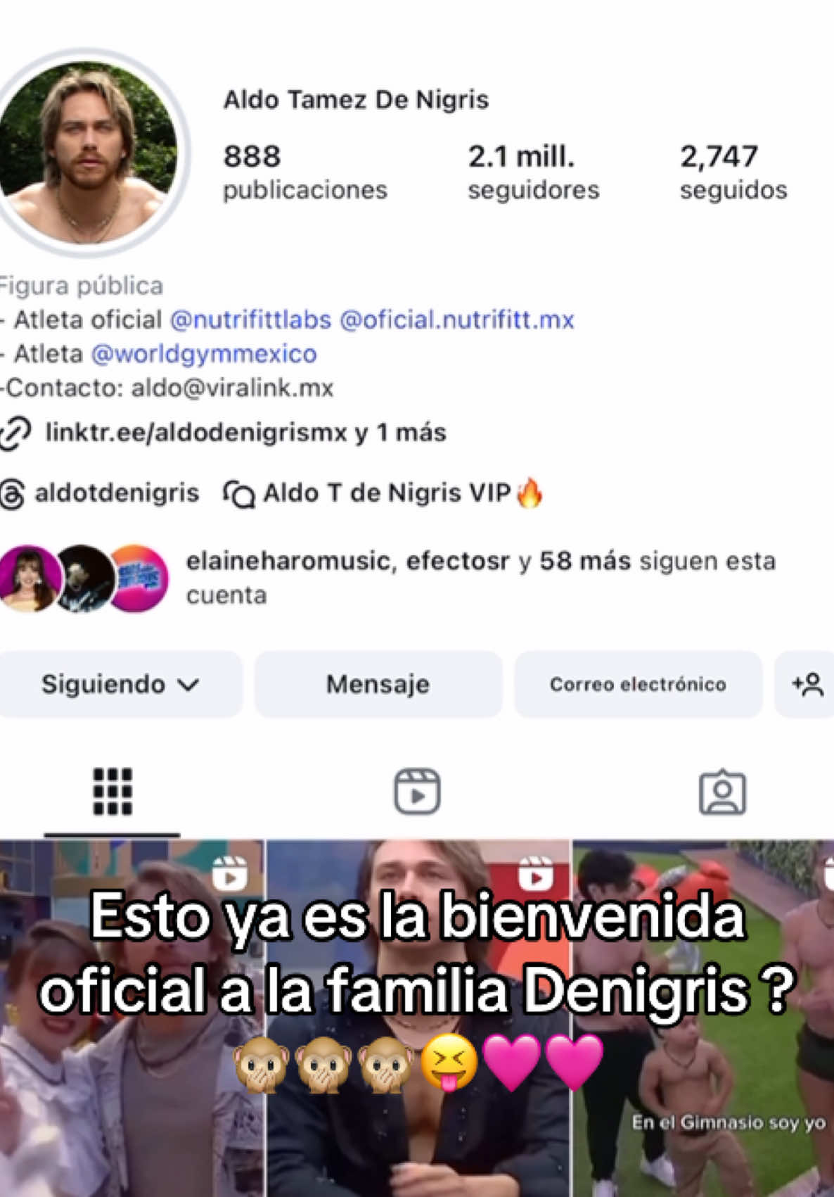 Comenten cosas bonitas, somos un fandom lindo y súper positivo jaja nunca nos bajamos del barco 😅😜😜😜ok 🫵🏼#lacasadelosfamososmx #aldodenigris #lcdlfmx #elaineharo #ALDAINE 