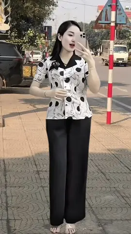 Sét bộ cổ vest quần suông bộ mặc nhà xinh nhiều màu#xuhuong #setbonu #bomacnha #setboxinh #fpy 