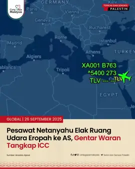 Media tempatan melaporkan pada Khamis bahawa pesawat yang membawa Perdana Menteri Israel, Benjamin Netanyahu terpaksa mengelak ruang udara majoriti negara Eropah ketika menuju ke Amerika Syarikat (AS) susulan kebimbangan ditahan berhubung waran tangkap Mahkamah Jenayah Antarabangsa (ICC) atas tuduhan jenayah perang di Gaza. Menurut koresponden diplomatik i24 News, Amichai Stein, pesawat membawa Netanyahu turut mengelak ruang udara Perancis, sekali gus memanjangkan perjalanan ke AS susulan waran tangkap ICC serta ketegangan semasa antara Tel Aviv dan Paris berkaitan perang di Gaza. Sumber: Anadolu Ajansi Berita penuh: www.cgm.com.my/latest-news/pesawat-netanyahu-elak-ruang-udara-eropah-ke-as-gentar-waran-tangkap-icc Berita lain-lain: https://www.cgm.com.my/latest-news/ t.me/cintagaza