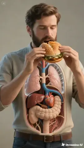 OMG burger eating inside body #humananatomy #3d #digestivesystem 