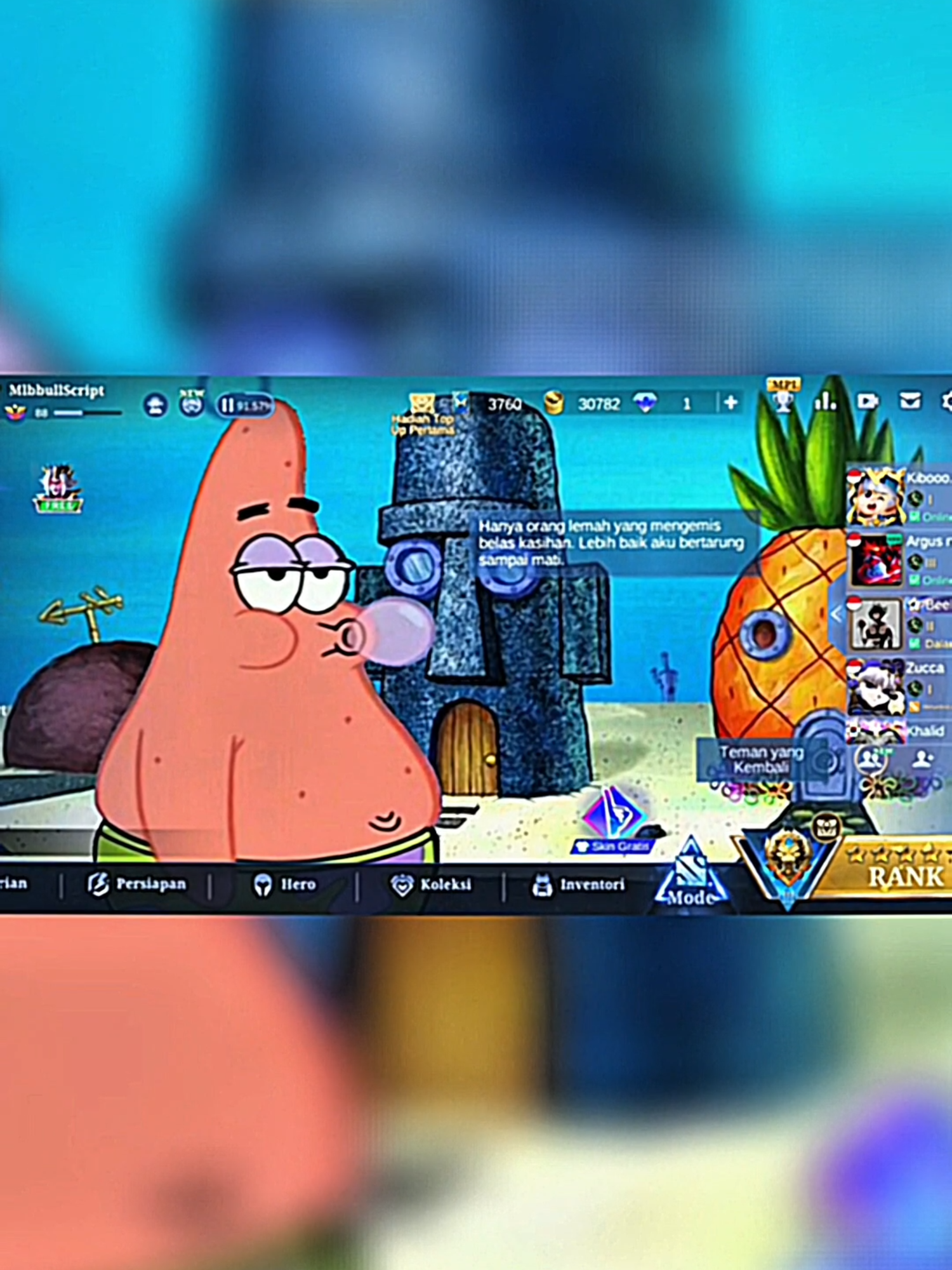 Mlbb Patrick Star interface #mlbbullscript #interfacemlbb