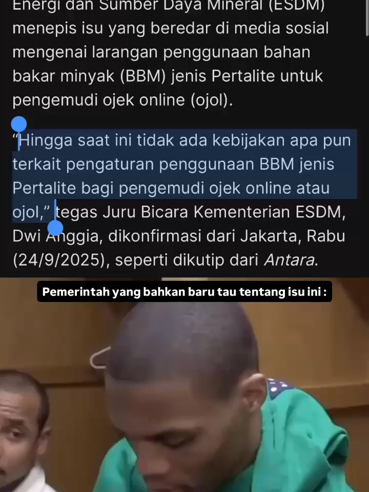 Larangan Pembelian BBM Subsidi Pertalite bagi Pengendara Ojol#fyppppppppppppppppppppppp #reels