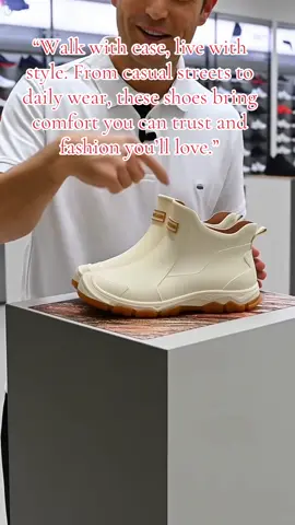 Unisex stylish waterproof rain boots, pull-on rubber outsole, comfortable fabric lining, perfect for outdoor activities, water sports and casual wear, pull-on shoes | Classic boot design | Comfortable lining, waterproof shoes #boots #waterproofshoes #menshoes #womenshoes #fyp 