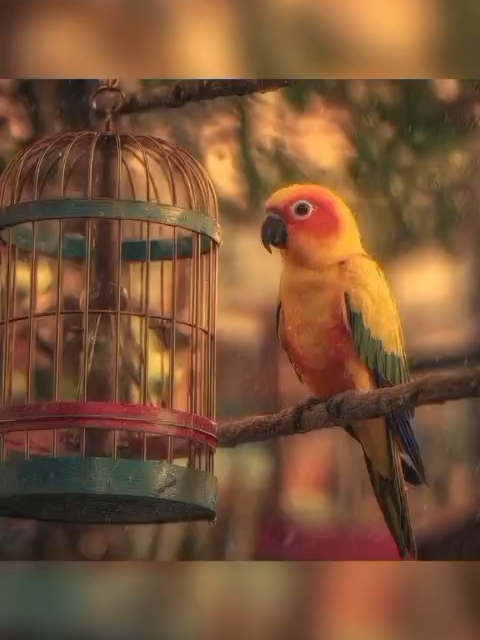 Sun Conure Parrot Enjoying Rain  #parrot #pet #birds #bird #sunconure #rain #ai